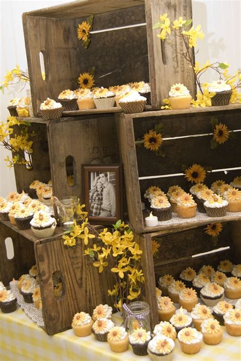 Cupcakes Country Wedding Mason Jars Sunflowers Yellow And Purple Country Wedding Cupcakes
