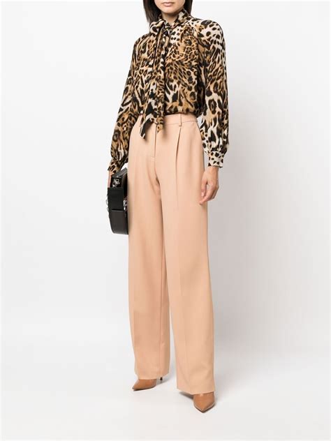 Boutique Moschino Leopard Print Pussy Bow Blouse Farfetch