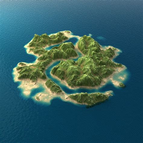 Realistic Tropical Island 3d Fantasy World Map Fantasy Island