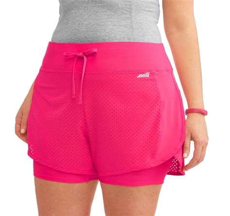 Womens Plus Size Active Perforated Running Short With Built In