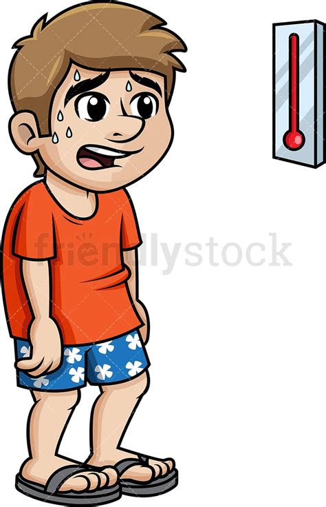 Man Sweating In The Summer Cartoon Vector Clipart Friendlystock
