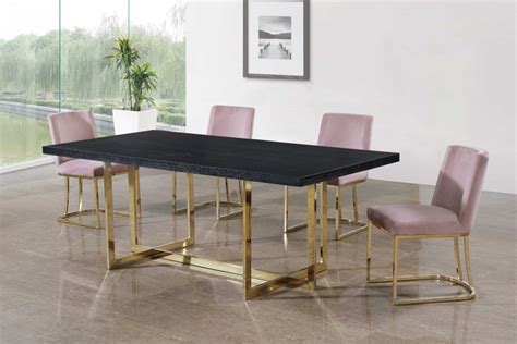 Maybe you would like to learn more about one of these? Elle Black Charcoal Wood Gold Base Dining Table Collection | Las Vegas Furniture Store | Modern ...