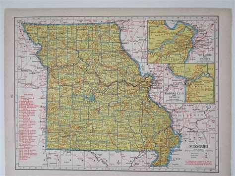 Mo Ms 1946 Missouri Railroad Map 8x11 St By Originalantiquemaps