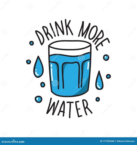 Glass Of Water Drink More Water Doodle Illustration Stock Illustration
