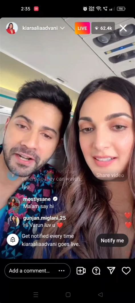 Kiara Advani Instagram Live In Connection With Her Upcoming Movie Jug