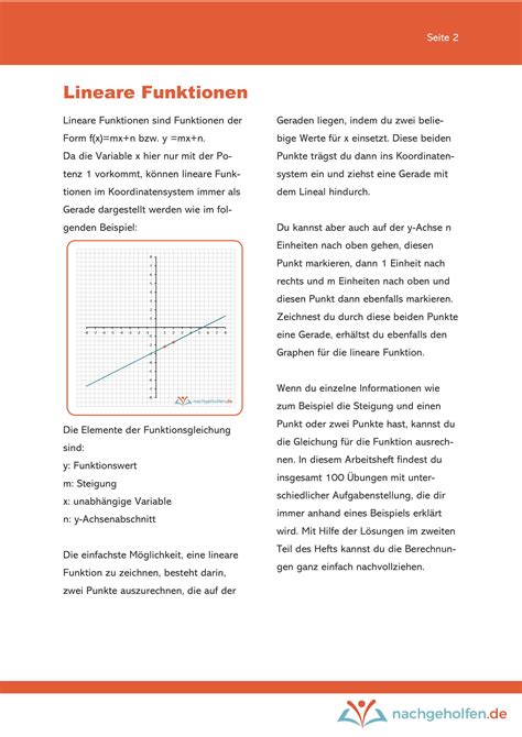 Lineare funktionen einfach erklärt aufgaben mit lösungen zusammenfassung als pdf jetzt kostenlos dieses thema lernen! Lineare Funktionen: 100 Übungen mit Lösungen - nachgeholfen.de