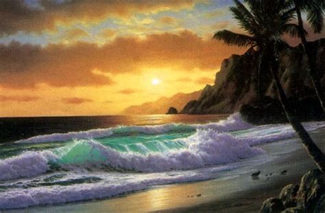Palm Tree Sunset Painting Canvas Art Canvas Painting Hawaii Beach Paintingforhome