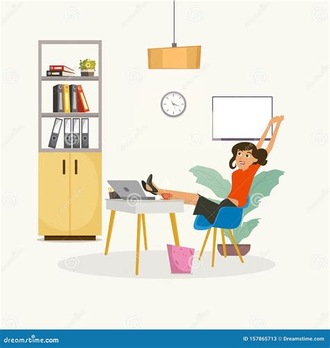 Worker Relaxing In Office Stock Vector Illustration Of Relax 157865713