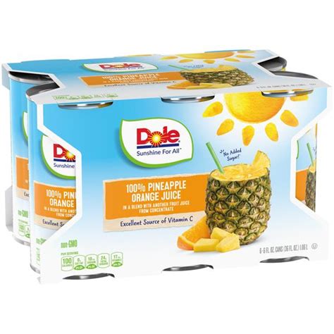 Dole 100 Pineapple Orange Juice 6pk Hy Vee Aisles Online Grocery