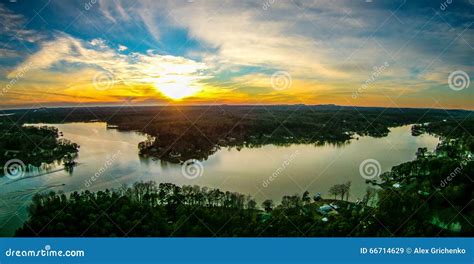 Beautiful Sunset Over Lake Wylie South Carolina Stock Image Image Of