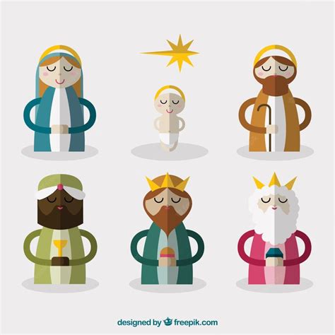 Free Vector Nativity Scene Characters In Flat Design