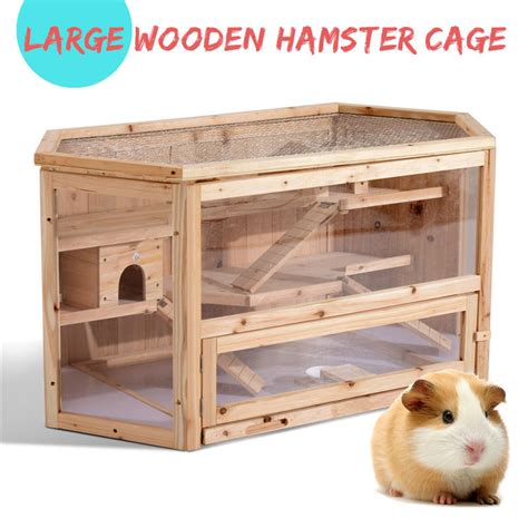 3 Tier Wooden Hamster Cage House Rodent Mouse Pet Small Animal Wood