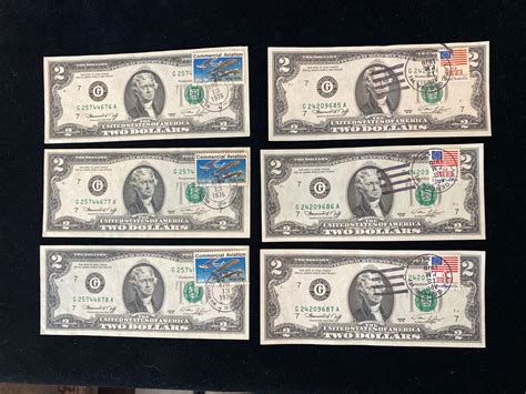 RARE Uncirculated Sequential Dollar Bill First Day Issue Stamped Serial Cuisine
