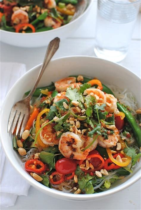 Our spicy thai shrimp salad makes a wonderfully satisfying meal that can be ready to serve in less than 30 minutes! Thai Shrimp Salad | Bev Cooks
