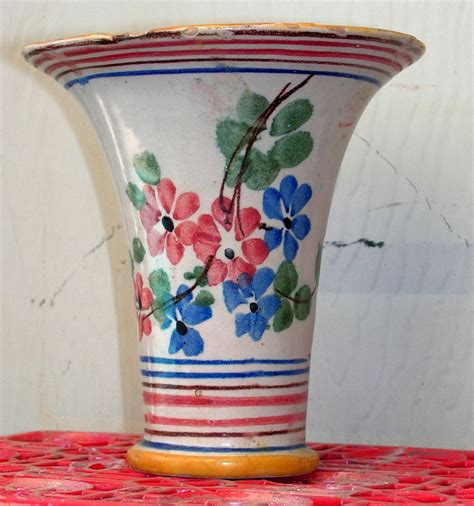Italy Pottery Vase Hand Painted Floral Ceramic By Retrosideshow