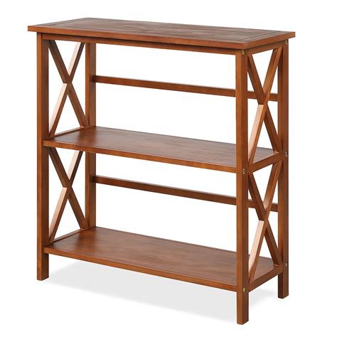 costway wooden shelf bookcase 3 tier open bookshelf w x design freestanding rack natural