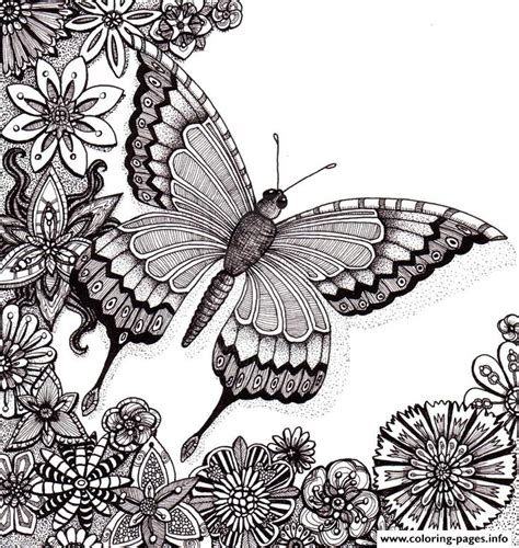 Butterflies Floers For Adults Free Coloring Page Printable