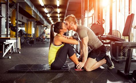 Kiss From Fitness Partner As Prize For Well Done Exercise Spon