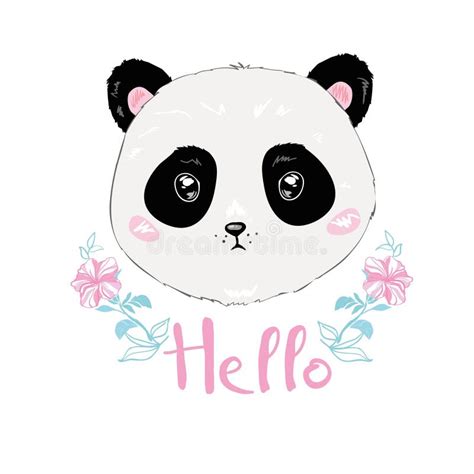 Panda Illustration Vector Cute Panda Head Isolated Stock Vector