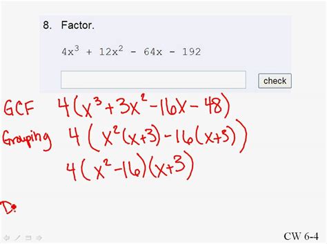 This is an article about how to factorize a 3rd degree polynomial. CW 6-4 (#8) Factoring cubic polynomials - YouTube