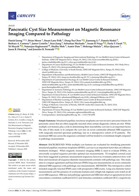 Pdf Pancreatic Cyst Size Measurement On Magnetic Resonance Imaging