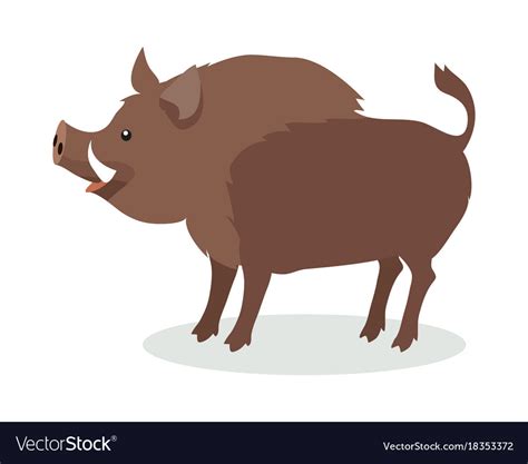 Wild Boar Cartoon Flat Royalty Free Vector Image