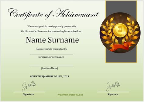 16 Free Achievement Certificate Templates Ms Word Templates