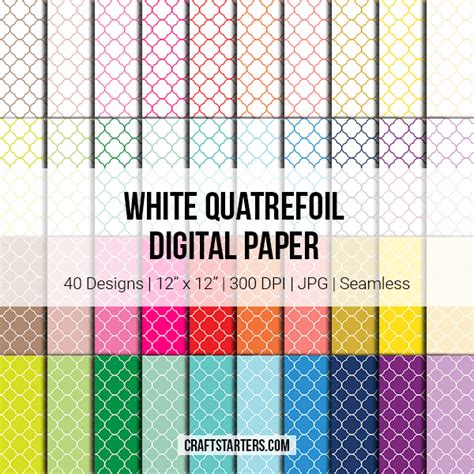 Free White Quatrefoil Digital Paper