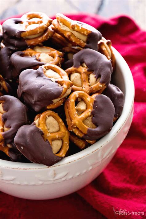 Chocolate Dipped Peanut Butter Pretzels Julies Eats And Treats