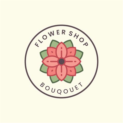 Flower Shop With Vintage Color And Emblem Style Logo Icon Vector
