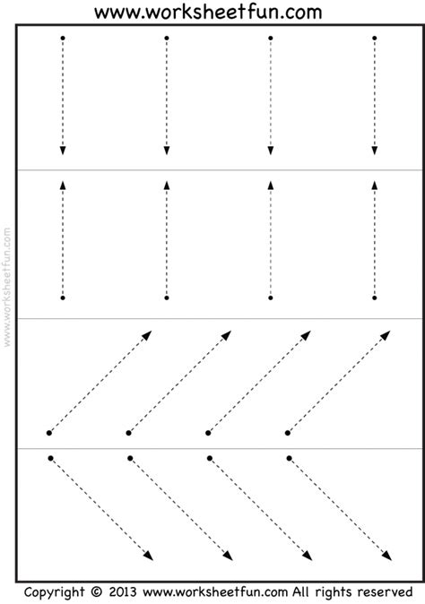 Line Tracing Vertical Horizontal And Slanted 3 Worksheets Free