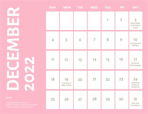 Blank December 2022 Calendar Template In Psd Illustrator Word