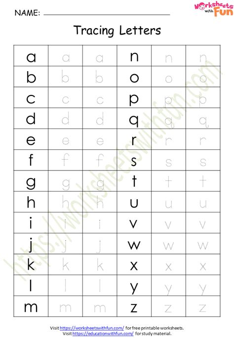English Preschool Tracing Lowercase Alphabet Worksheet 11