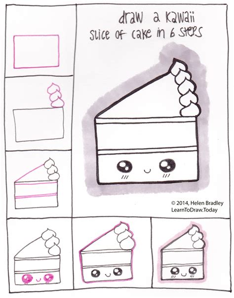 Draw A Kawaii Style Slice Of Cake In 6 Steps Learn To Draw