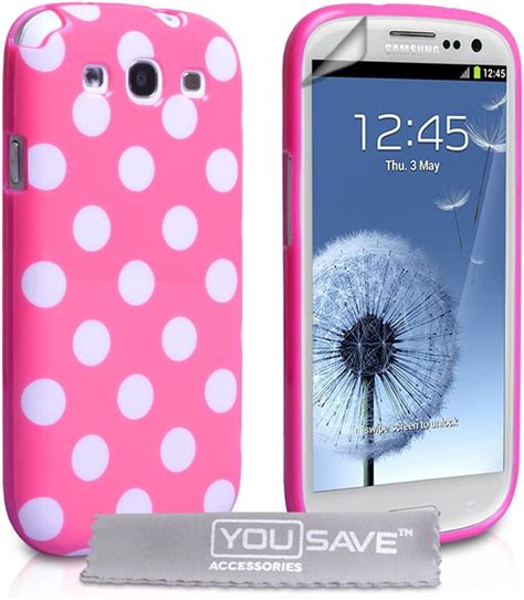 Yousave Kompatibel Für Samsung Galaxy S3 Tasche Rosa Punkte Silikon