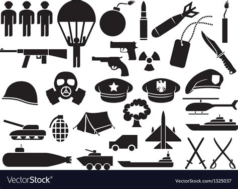 Military Icons Royalty Free Vector Image Vectorstock