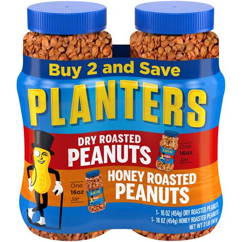 Planters Dry Roasted Honey Roasted Peanuts 2 Ct 16 Oz Jars Walmart