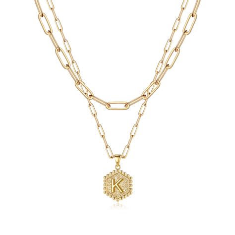 Tingn Dainty Layered Initial Necklaces For Women K Gold Plated