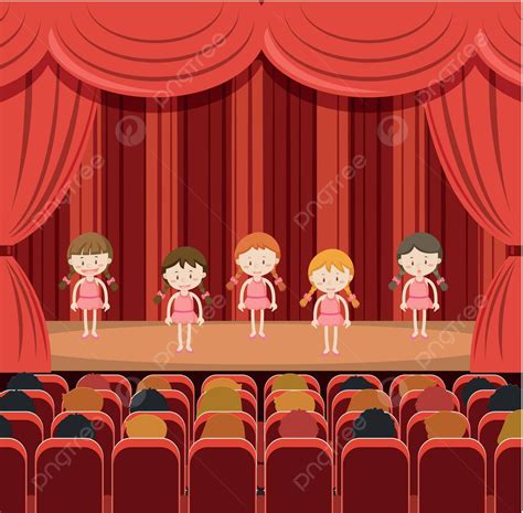 Girls Performing On Stage Event Art Illustration Vector Event Art