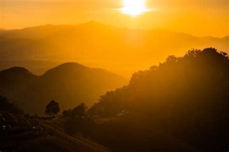 Premium Photo Landscape Mountain With Sunset In Nan Thailand