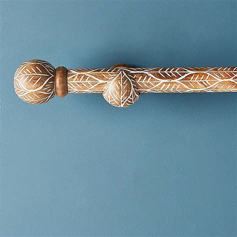 Anthropologie Twig Etched Curtain Rod Set 98 Wood