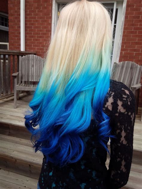 My Blonde And Blue Ombre Hair Blue Tips Hair Hair