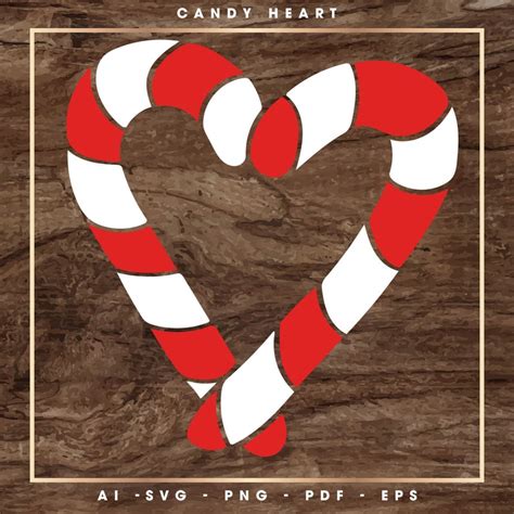 Candy Cane Heart Svg Cricut Cutter Silhouette Clipart Instant Etsy