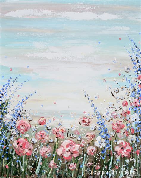 Original Art Abstract Floral Painting Wildflowers Field