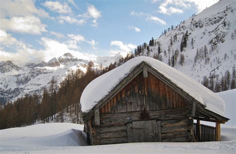 Free Photo Snow Landscape Mountain Hut Free Image On Pixabay 557679