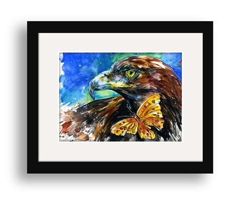 The Golden Butterfly And Golden Eagle Watercolor By Kathy Morton