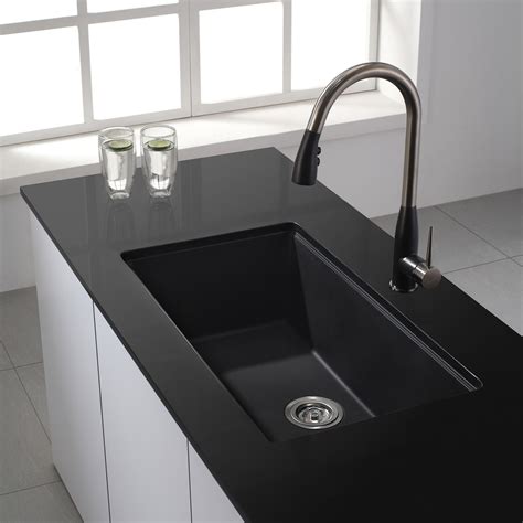 Black Granite Quartz Composite Undermount Kitchen Sink Needlewoksinc