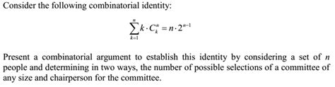 Binomial Coefficients Combinatorics Proof Of Identity Sum {k 1} {n}kc N K N2 {n 1