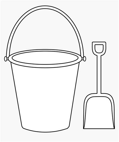 Transparent Fishing Clipart Black And White Bucket And Spade Template