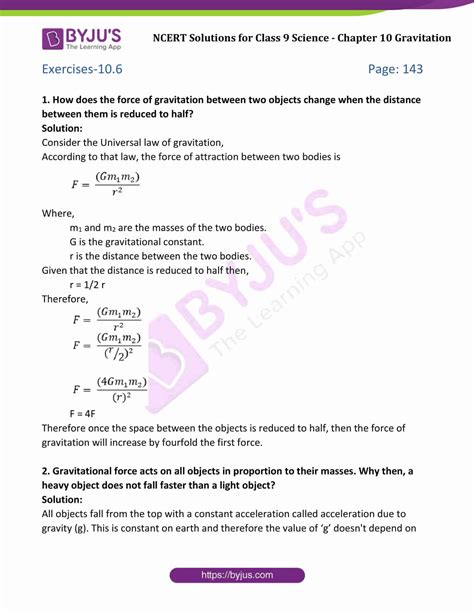 NCERT Solutions Class 9 Science Chapter 10 Gravitation Download Free PDFs